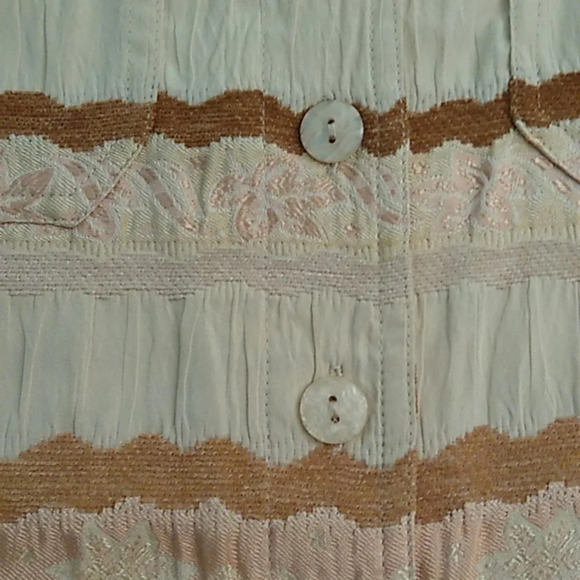 ERIN LONDON TAPESTRY, MULTI TEXTURED, WARM PASTELS & TAN SHOULDER PADS, JACKET - Picture 6 of 9